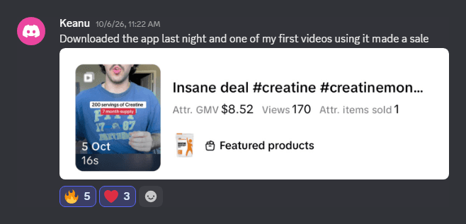 Creator: downloaded the app last night and one of the first videos made with it made a sale.